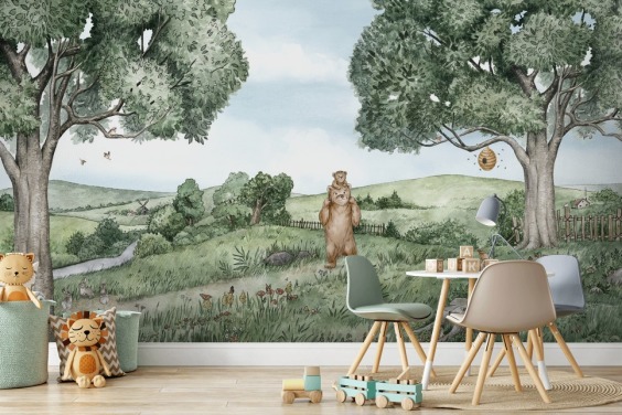 Bears & Bees Wall Mural 