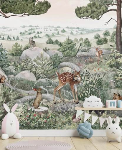 murale della fauna selvatica per bambini con simpatici animali murale della fauna selvatica per bambini con simpatici animali