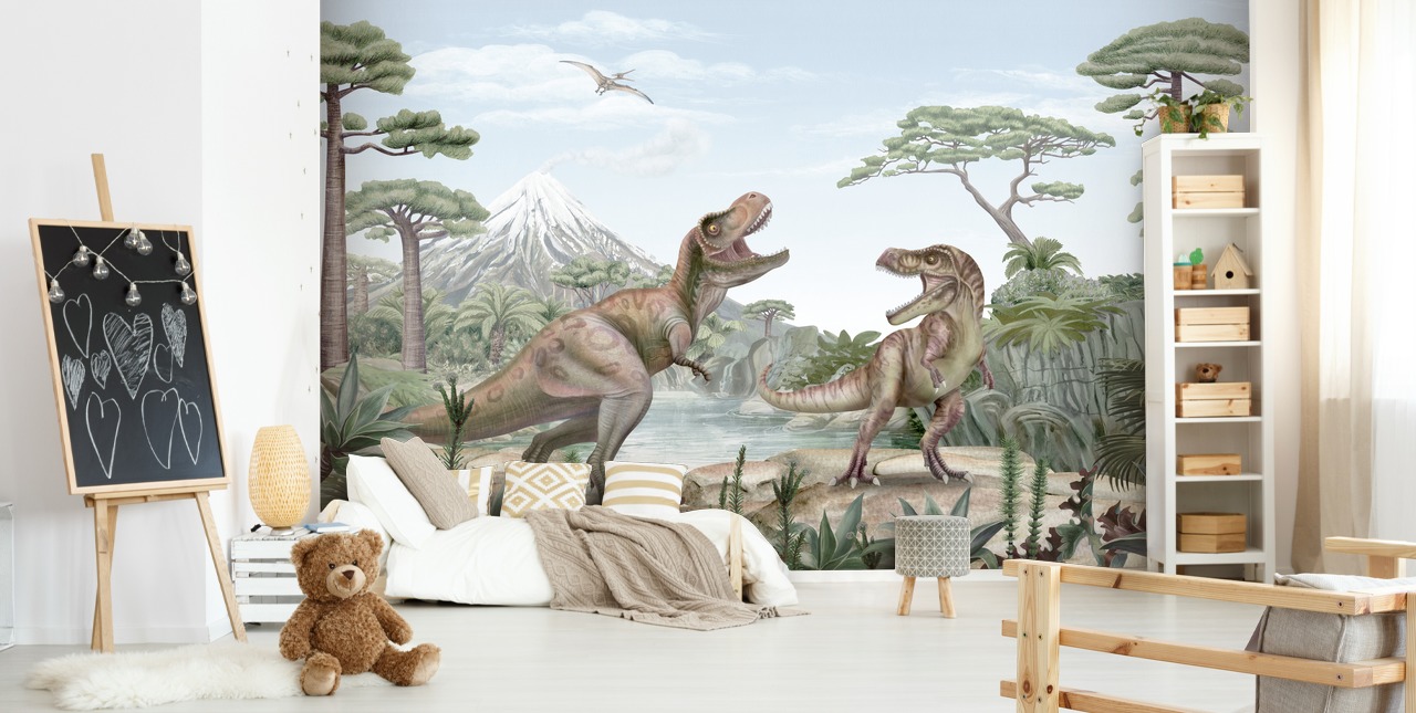 t. rex vægmaleri til børn