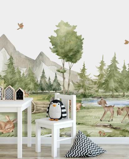 carta da parati murale con simpatici animali del bosco carta da parati murale con simpatici animali del bosco