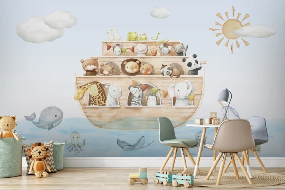 noahs ark djur tapet väggmålning