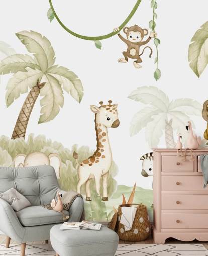 cute safari animal wallpaper mural cute safari animal wallpaper mural