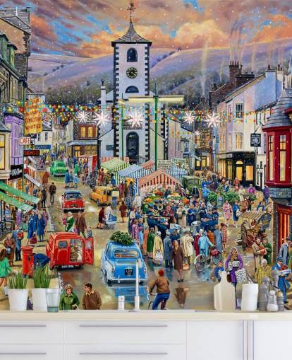 Keswick julmarknad väggmålning Keswick julmarknad väggmålning