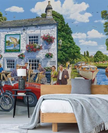 svunnen veggmaleri med pub og kanal svunnen veggmaleri med pub og kanal