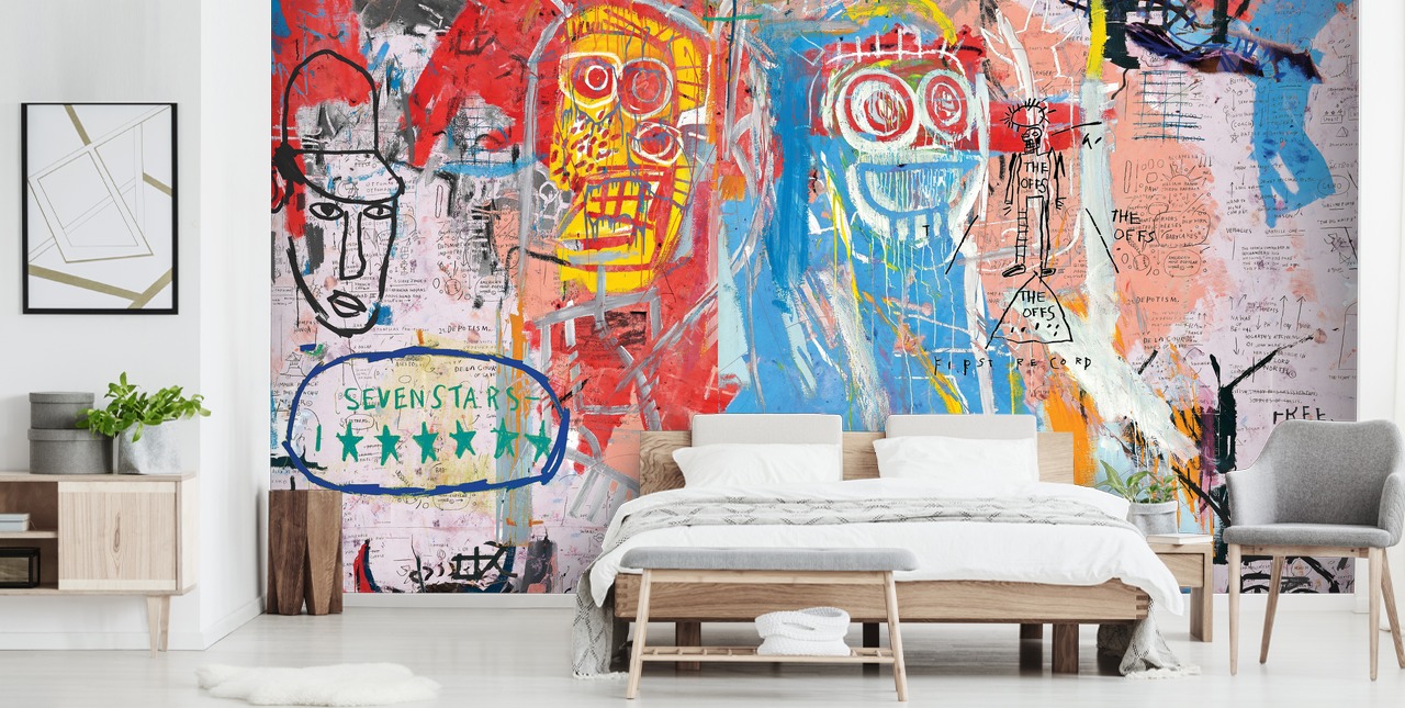 farverigt abstrakt kunstmaleri kaldet Basquiat Style II af PinkPankPunk til virksomheder og kommercielle rum