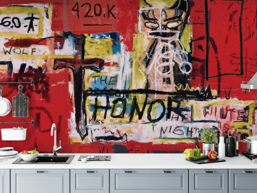 red abstract wallpaper mural
