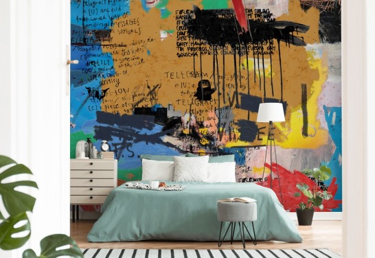 mural de parede abstrato com texto