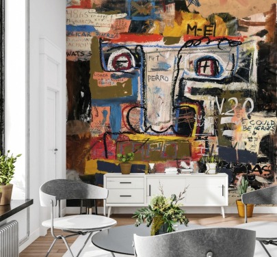 mural de pared de graffiti abstracto con cara