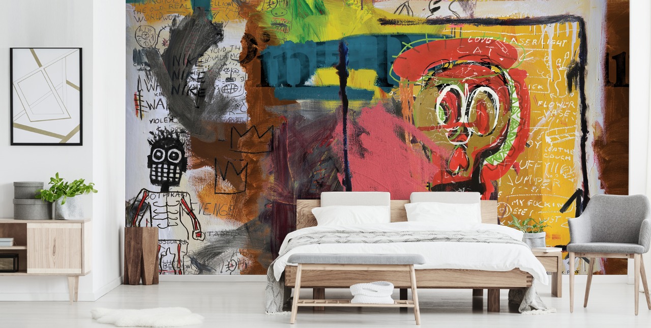 murale con teschio colorato