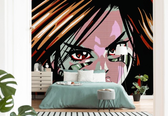 powerful female pop art wall mural