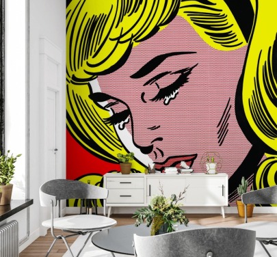 grædende kvinde pop art vægmaleri