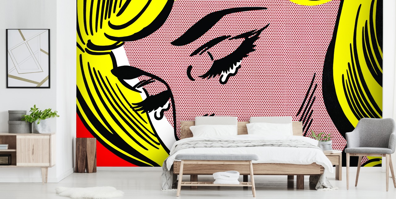 grædende kvinde pop art vægmaleri