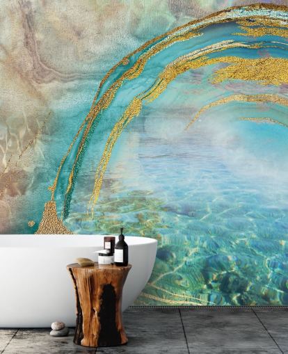 abstrakt blå vægmaleri abstrakt blå vægmaleri