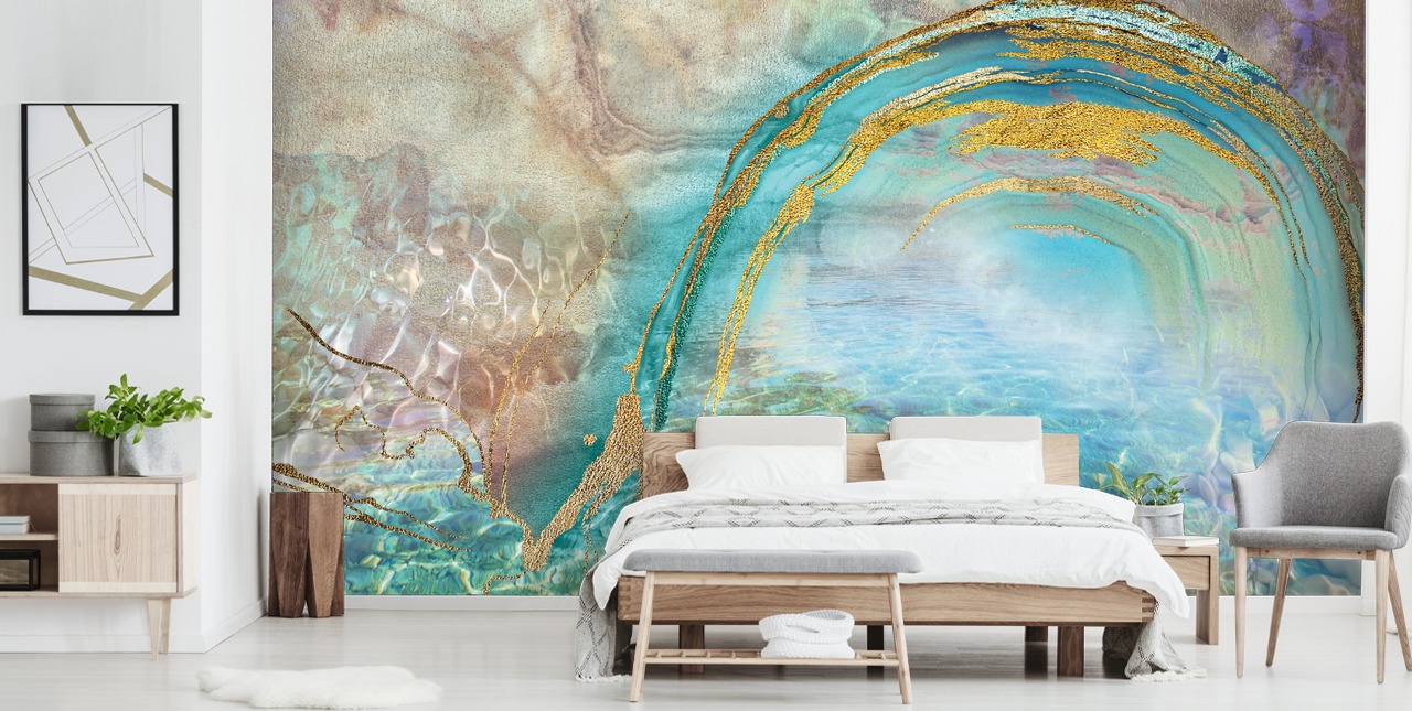 mural de pared azul abstracto