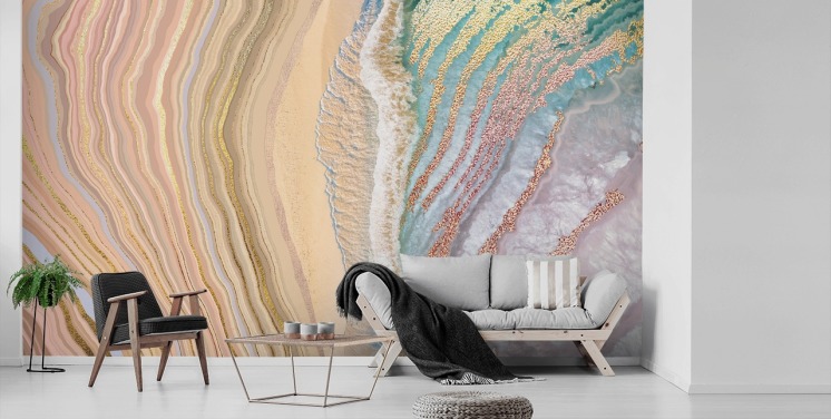 mural de parede em geode pastel