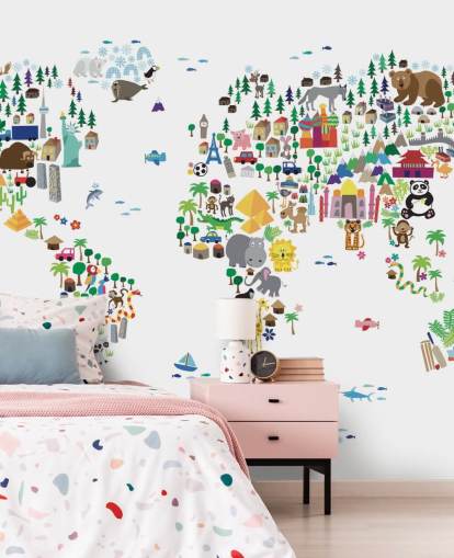 Animal Map of the World wallpaper mural Animal Map of the World wallpaper mural