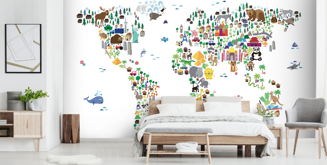 Animal Map of the World wallpaper mural Animal Map of the World wallpaper mural