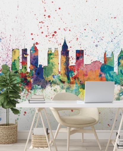 Atlanta Georgia skyline väggmålning Atlanta Georgia skyline väggmålning