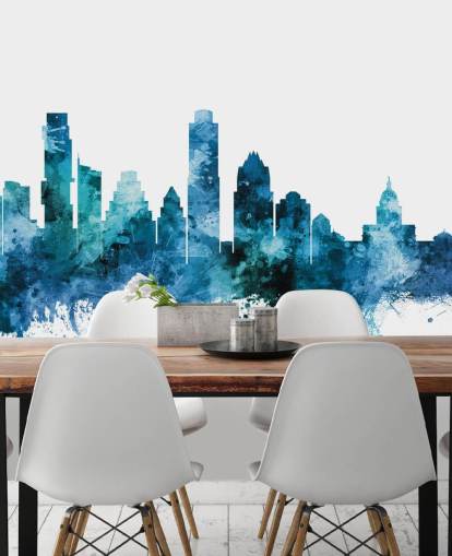 Austin, Texas Blue Skyline Wall Mural Austin, Texas Blue Skyline Wall Mural