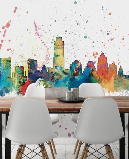 austin texas skyline mural with paint splatter austin texas skyline mural with paint splatter
