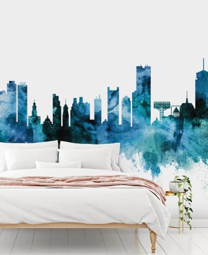 Boston, Massachusetts Blue Skyline Mural Boston, Massachusetts Blue Skyline Mural