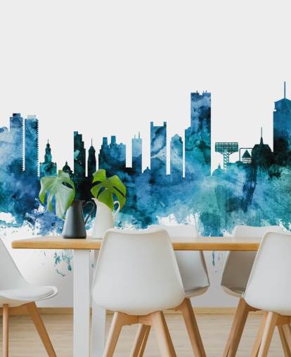 Boston, Massachusetts Blue Skyline Mural Boston, Massachusetts Blue Skyline Mural