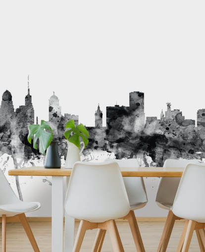 Buffalo, New York Skyline Wandbild in Schwarz und Weiß Buffalo, New York Skyline Wandbild in Schwarz und Weiß