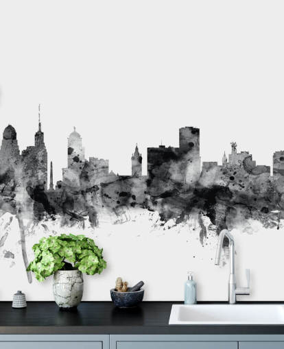 Buffalo, New York Skyline wall mural in black and white Buffalo, New York Skyline wall mural in black and white