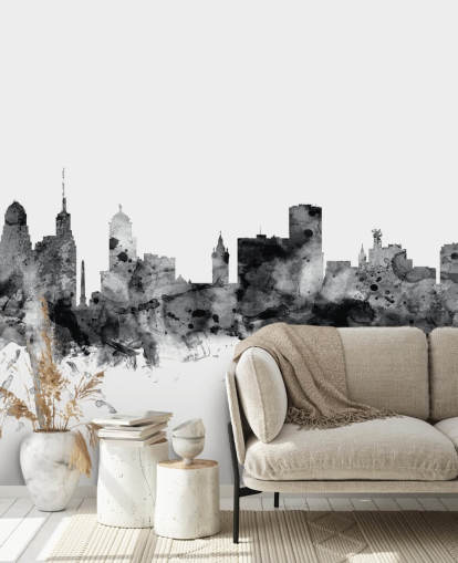 Buffalo, New York Skyline wall mural in black and white Buffalo, New York Skyline wall mural in black and white