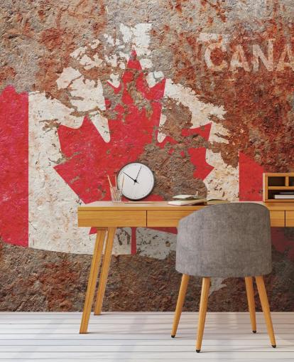 Tapeten-Wandbild mit kanadischer Flagge auf Beton Tapeten-Wandbild mit kanadischer Flagge auf Beton