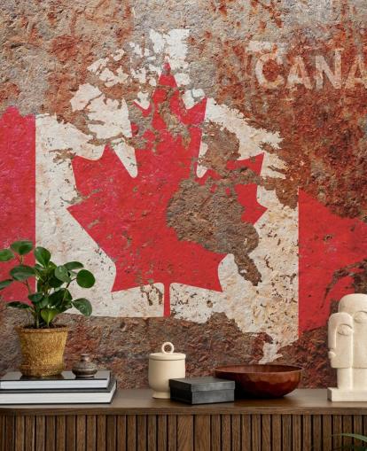 papier peint drapeau canadien sur béton papier peint drapeau canadien sur béton