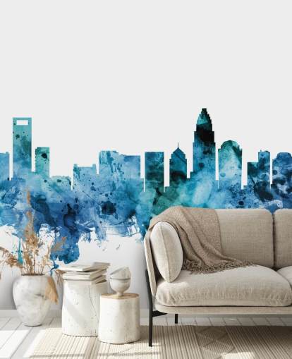 Charlotte, North Carolina Blue Skyline Mural Charlotte, North Carolina Blue Skyline Mural