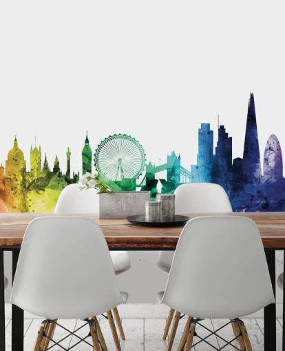 London, England Skyline Mural with watercolours London, England Skyline Mural with watercolours