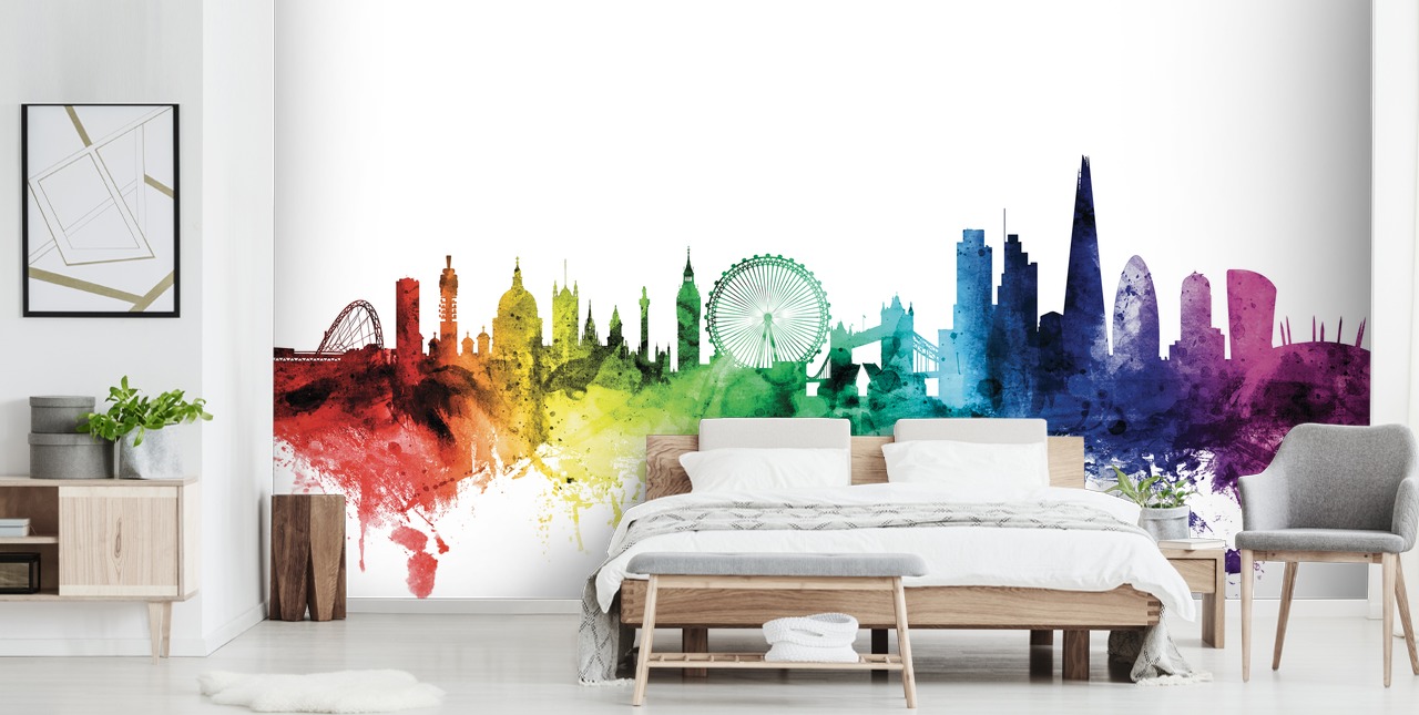 London, England Skyline Mural with watercolours London, England Skyline Mural with watercolours