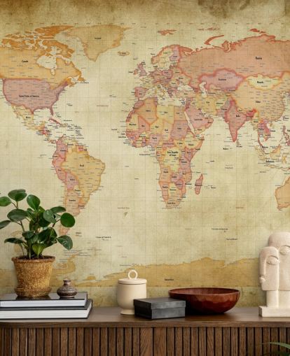 mural de pared con mapa del mundo vintage mural de pared con mapa del mundo vintage