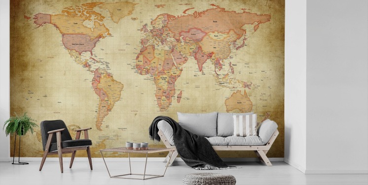 World Map Wallpaper & Wall Murals | Wallsauce US