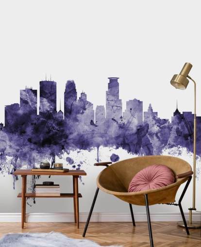 Minneapolis, Minnesota Blue Skyline wallpaper mural by Michael Tompsett Minneapolis, Minnesota Blue Skyline wallpaper mural by Michael Tompsett