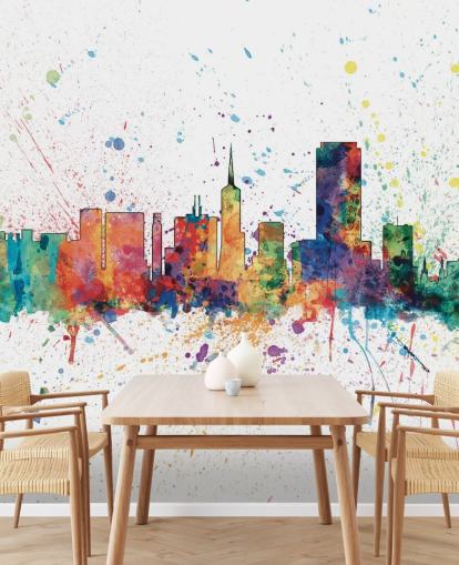 san francisco california skyline wall mural with paint spatters san francisco california skyline wall mural with paint spatters