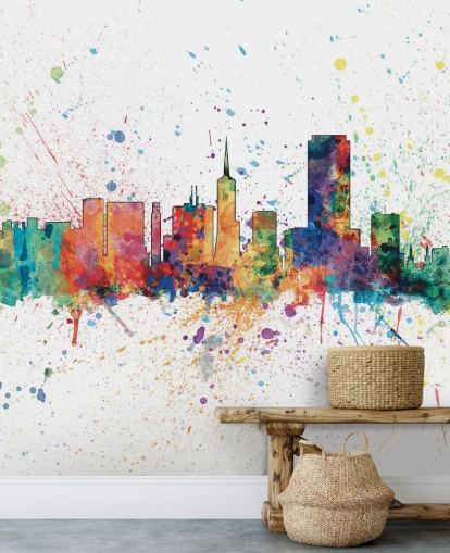 Wandbild der Skyline von San Francisco, Kalifornien, mit Farbspritzern Wandbild der Skyline von San Francisco, Kalifornien, mit Farbspritzern
