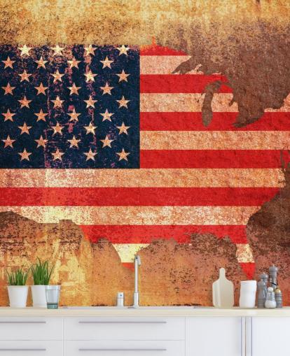 USA flag on rust wallpaper mural USA flag on rust wallpaper mural