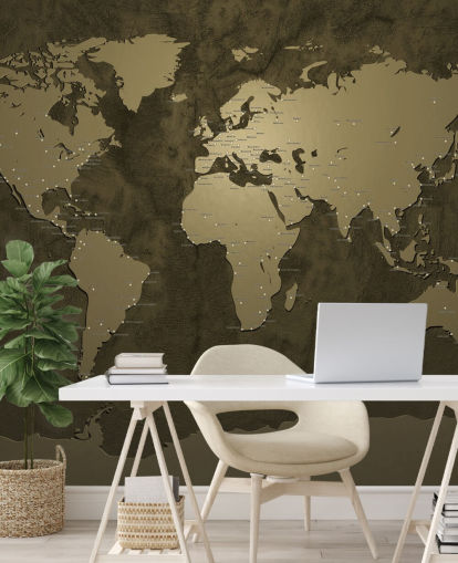 bronze coloured world map mural bronze coloured world map mural