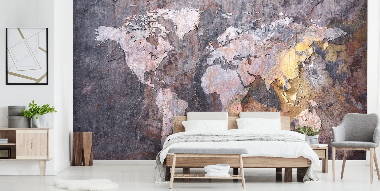 mural de papel pintado de piedra con mapa del mundo mural de papel pintado de piedra con mapa del mundo
