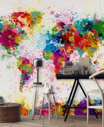colourful world map wallpaper mural colourful world map wallpaper mural