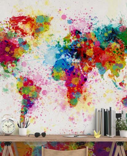 colorful world map wallpaper mural colorful world map wallpaper mural