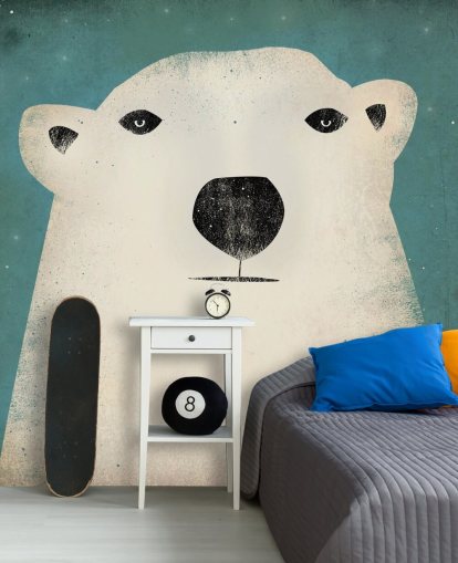 Grumpy Polar Bear Face Cartoon Wall Mural Grumpy Polar Bear Face Cartoon Wall Mural