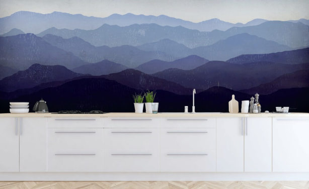 papel pintado de montaña azul y morado