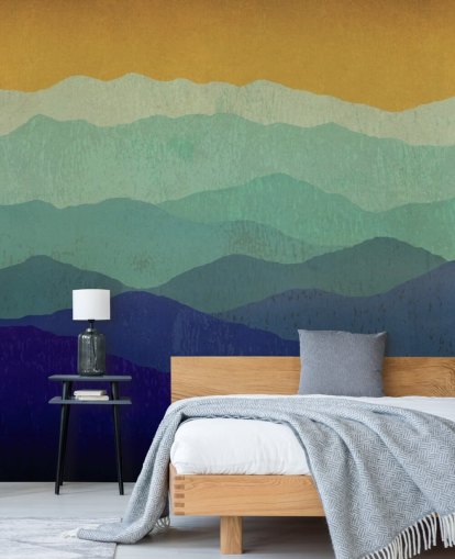 blå og sennep fjell tapet blå og sennep fjell tapet