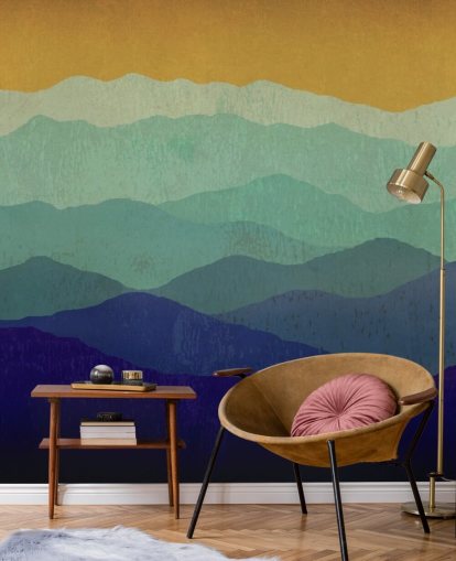 papel de parede montanhas azuis e mostarda papel de parede montanhas azuis e mostarda