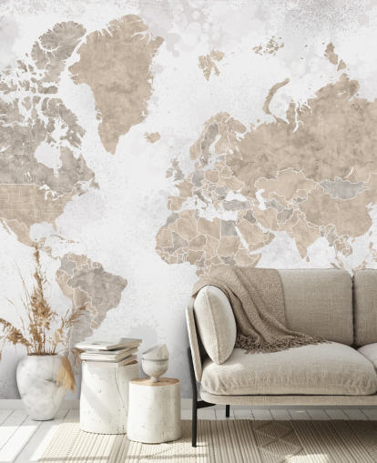 world map mural in neutral colors world map mural in neutral colors