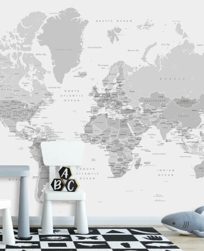 world map mural with capital cities in grey world map mural with capital cities in grey